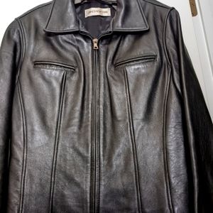 Women's Black Leather Moto Jacket - Highest Quality Leather - Size Medium